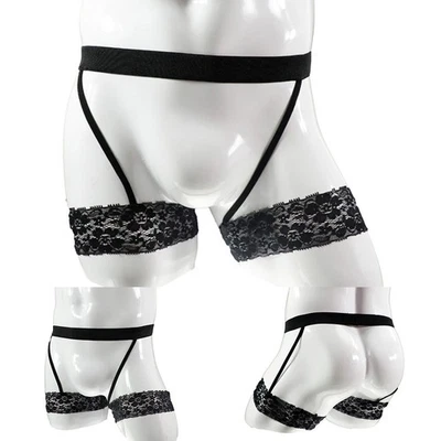 Short string ceinture porte-jarretelles sexy homme sous vêtement avec dentelle - Photo 1/4