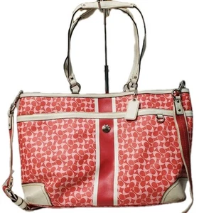 COACH Chelsea Heritage Stripe PVC-Leather Multi Use BAG Large Tote #F15134 Pink - Picture 1 of 12