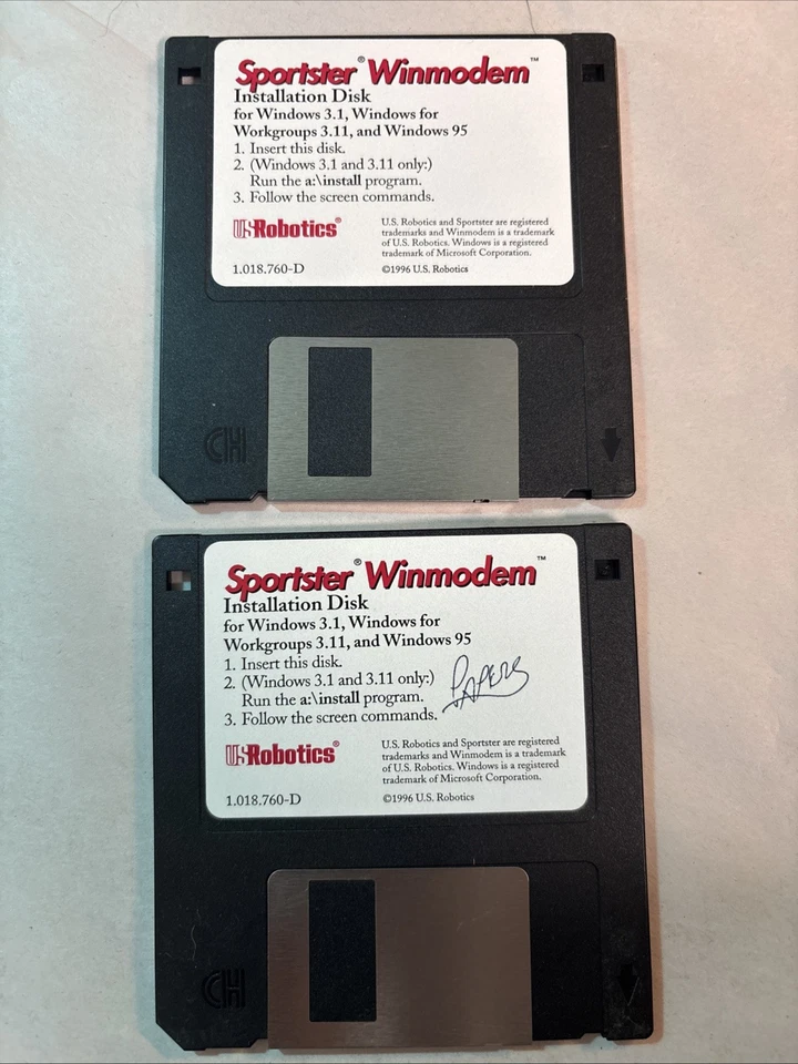 Sportster Winmodem EE. UU. Robótica Lote (2) Disquete De Colección @CPU230 Foto 1 de 1