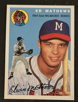 1994 Topps Archives 1954 Reprint Ed Mathews Baseball Card #30 Braves HOF EX O/C - Image 1 of 2