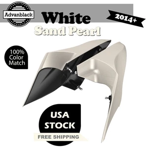 Advanblack White Sand Pearl CVO Stretched Extended Side Cover Fits Harley 14+ - Picture 1 of 7