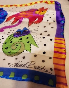 Sciarpa Laurel Burch gatti colorati brillanti artistici oblunga firmata avvolgente 52" - Foto 1 di 9