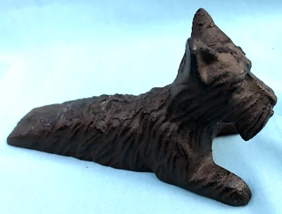 Cast Iron Dog Door Stop Scottish Terrier Wedge Stopper Rustic Vintage Look Decor - Image 1 of 4