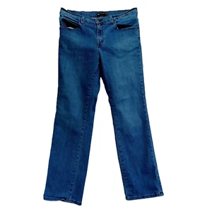 Lee Relaxed Fit Straight Leg Jeans Womens 10 M (32x30) Midrise Stretch Cotton Bl - Picture 1 of 12