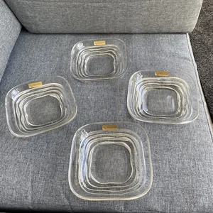 Vintage Crystal Bowls Nachtmann Germany Crystal Bowl Set of 4 Wavy Lines Square - Picture 1 of 6