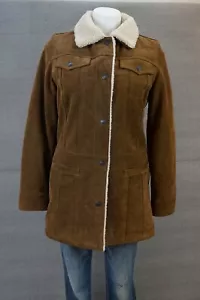 GAP Vintage Suede Leather Sherpa Lined Women's Medium Jacket Tan - Picture 1 of 6