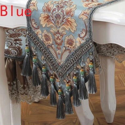 Fringe Jacquard Table Runner Luxury Vintage Tablecloth Dining Room Kitchen Decor - Image 1 of 4