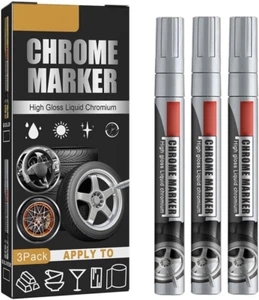 Pennarello Cromato, 3 Pezzi Pennarello per Riparazione Auto Vernice Antigraffio - Foto 1 di 12