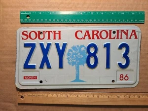 License Plate, South Carolina, 1986, Passenger, ZXY palmetto 813 - Picture 1 of 2