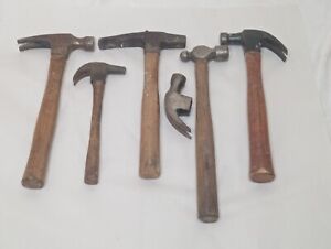 Vintage Hammers Lot of 6 Wood Handles Plumb Leader 16 oz, Proto, Stanley etc