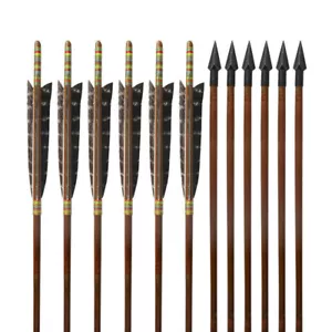 6Pcs 33" Handmade Bamboo Hunting Arrows Tradition Japanese Kyudo Eagle Feather - Picture 1 of 5