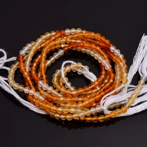 100% Natural Carnelian Gemstone Round Faceted Beads 3X3 mm Strand 13" GB-245 - Picture 1 of 2