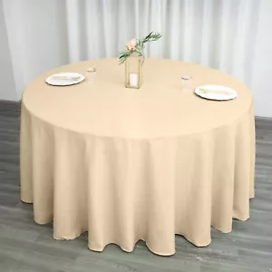 5 Pack BEIGE 120 Inch ROUND TABLECLOTHS Wedding Decorations Party Table Covers - Picture 1 of 8