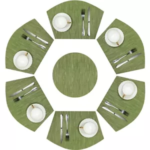 Round Table Placemats Set of 7 Wedge Placemat with Centerpiece Round Mat Heat... - Picture 1 of 9