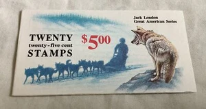 Folleto de estampillas de USPS de veinte estampillas de Jack London de 25 centavos (Scott 2182a BK150) - Imagen 1 de 4