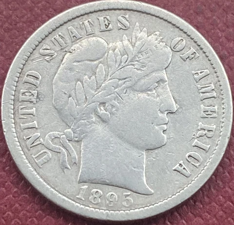 1895 O Barber Dime 10c Better Grade VG - F + LIBERTY is READABLE Key Date #53461 Cover