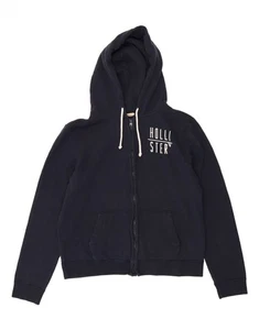 HOLLISTER Mens Graphic Zip Hoodie Sweater XL Navy Blue Cotton AJ11 - Picture 1 of 3
