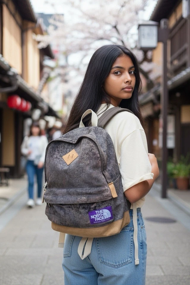 Mochila Japón The North Face Etiqueta Púrpura Hermoso Diseño Tapiz Foto 1 de 4