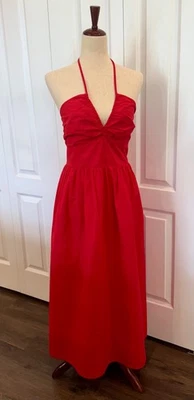 热卖 红色吊带长裙,尺寸 L,通用线,100% 棉,弹性背面 — 第 1/4 张图片