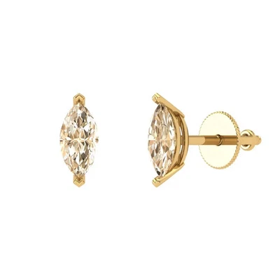 1 cttw Marquise Natural Morganite Gold-Plated Push Back Stud Earrings for Women - Image 1 of 4