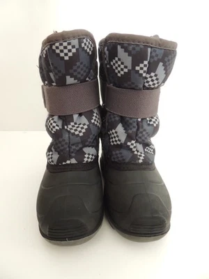 Kamik Snowbug 灰色冬季毛皮衬里防水雪地靴 学步儿童 男孩 9 码 — 第 1/4 张图片