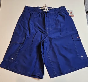 NUEVO CON ETIQUETAS Para Hombres Beverly Hills Polo Club Pantalones Cortos Híbridos Bañador Real/Naranja Talla S - Imagen 1 de 12