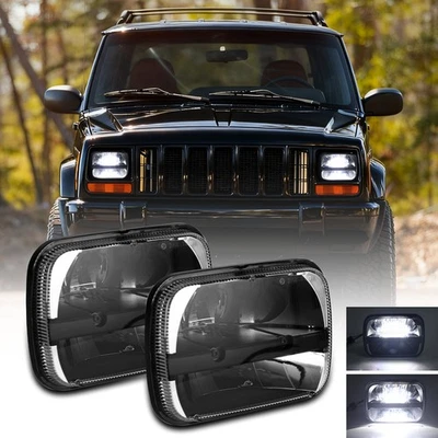 For Jeep 1984-2001 Cherokee XJ  7x6'' / 5x7'' 2X LED Headlights High&Low Beam H4 - Image 1 of 4