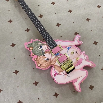 HOT Pink Twins' beautiful girls electric guitar 24 frets gold hardware free ship - Image 1 of 4