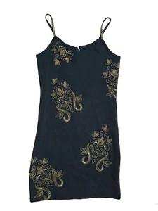 Vestido Suéter Y2K The Limited Negro Dorado Cuentas Mezcla Lana Para Mujer MEDIANO - Imagen 1 de 7