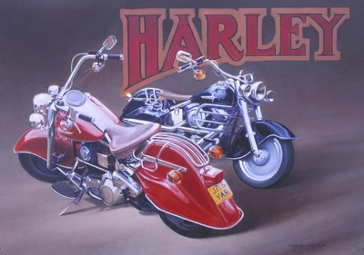 HANSEN FINE ART Harley Davidson Motorcycle Motorbike Birthday Fathers Day Card