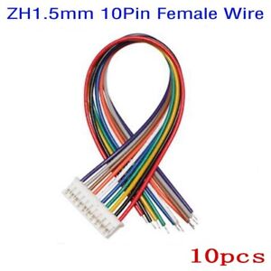 10pcs JST ZH 1.5mm 10Pin Female Connector Housing 200mm End Solder Wire C28-10P