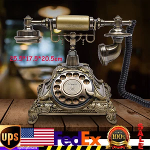 Retro Corded Telephone Desk Phone European Style Resin Rotary Dial Phone - Zdjęcie 1 z 9