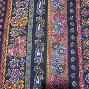 Vintage Paisley Stripe Cotton Fabric 36" X 42" Concord Fabrics Boho Style Blue - Picture 1 of 5