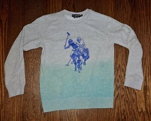U.S. Polo Assn Boy's Size L 10-12  Pullover Sweatshirt Big Pony Gray Green  - Picture 1 of 4