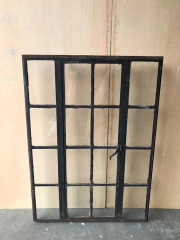 VTG Industrial Steel 8 Lite Casement Double Sidelight Window 38x52 VTG 1365-22B Cover