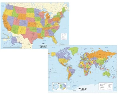 USA & World Map 2 Set, Peel & stick, Repositionable, Self-Adhesive Poster - Image 1 of 4