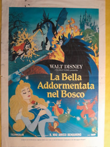 1959 SLEEPING BEAUTY IN THE WOODS walt disney Italian Vintage Movie Poster T3-10