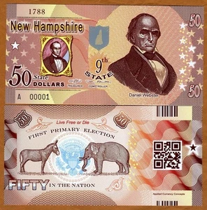 USA States (9th), New Hampshire, $50, Polymer, ND (2014), P-N/L, UNC - Picture 1 of 1