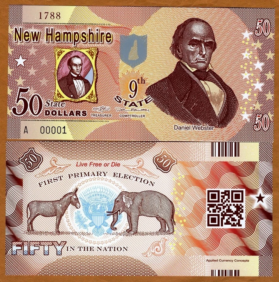 USA States (9th), New Hampshire, $50, Polymer, ND (2014), P-N/L, UNC - Image 1 of 1