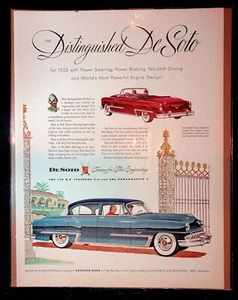 1953 DeSoto Firedome V-8 & Powermaster 6 Red Convertible Art Vintage Print Ad - Bild 1 von 1