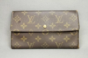 Auténtica billetera larga triple internacional con monograma LOUIS VUITTON #0217 - Imagen 1 de 12