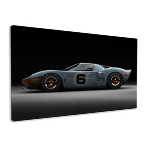 Ford GT40 Classic gerahmter Leinwanddruck Vintage Sportwagen Wandkunst - Bild 1 von 4