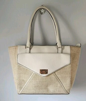 Bolso de Mano Kate Spade Beige Estilo Sobre Frontal Borde de Cuero Blanco Foto 1 de 4