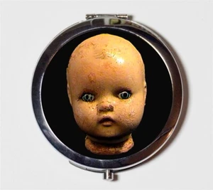 Doll Head Goth Victorian Compact Mirror Make Up Pocket Mirror Cosmetics - Picture 1 of 2