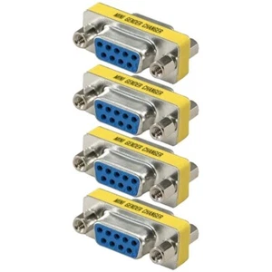 4x DB9 9 Pin Serial RS232 Female to Female Mini Gender Changer Coupler Adapter - Picture 1 of 2
