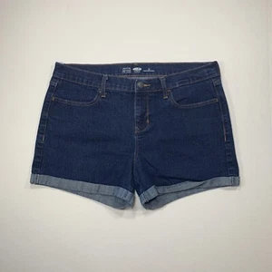 Old Navy Semi-Fitted Cuffed Stretch Denim Shorts Women’s Size 12 Mid-R Dark Wash - Picture 1 of 14