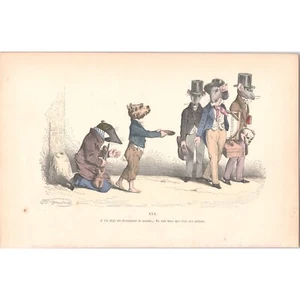 GRANDVILLE - Original Antique Mid-19th Century Hand-Colored Lithograph - XXX - Picture 1 of 1