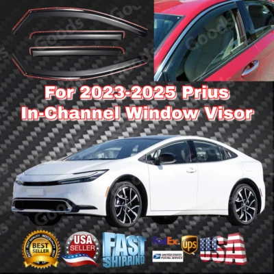 Viseras de lluvia para ventanas protectores de viento en canal deflectores para Toyota Prius 2023-2025 Foto 1 de 4