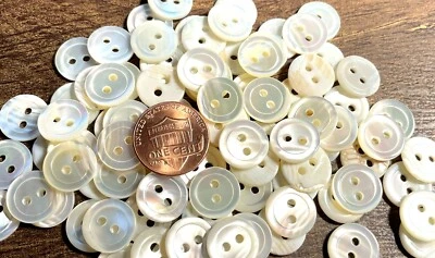 8 Fabulous Iridescent Cream Trocas Natural Shell MOP Buttons 12.5mm 1/2" 12782 - Image 1 of 3