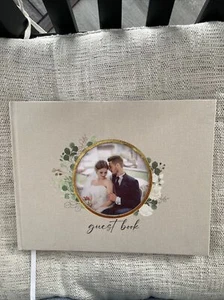 Wedding Guest Book Fabric Cover Front Photo Insert. Inside Back Pocket. New - Picture 1 of 11